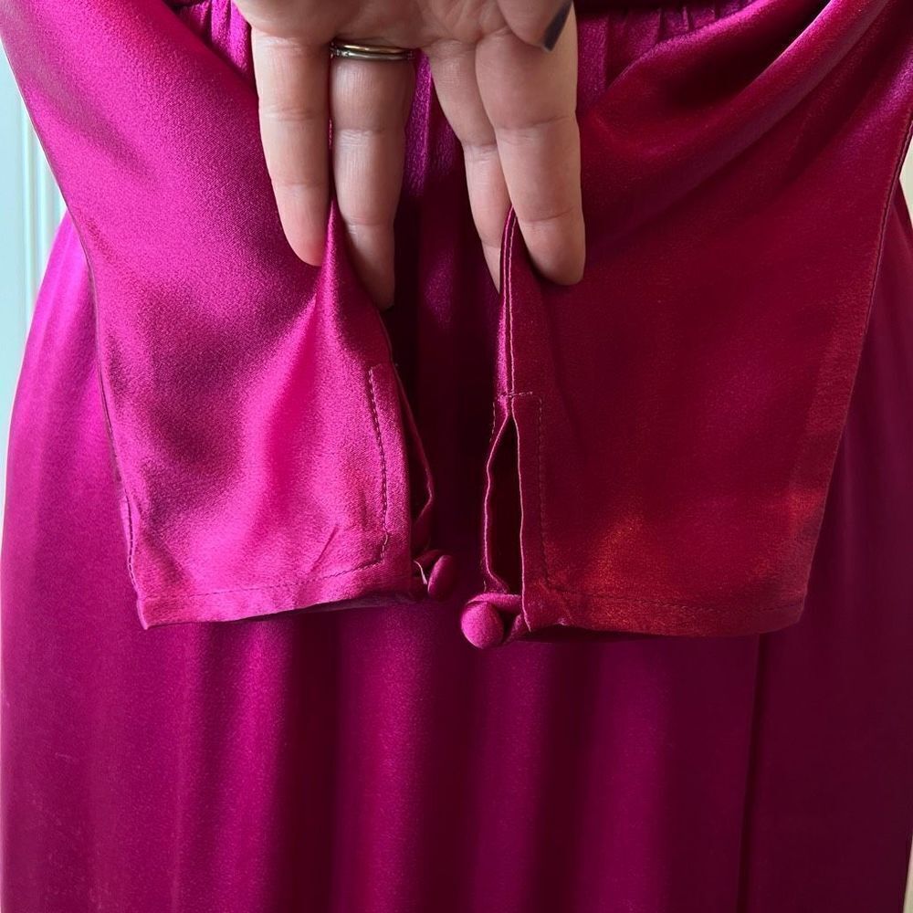 Vintage 80s Union Made Albert Nipon Silk Magenta … - image 4